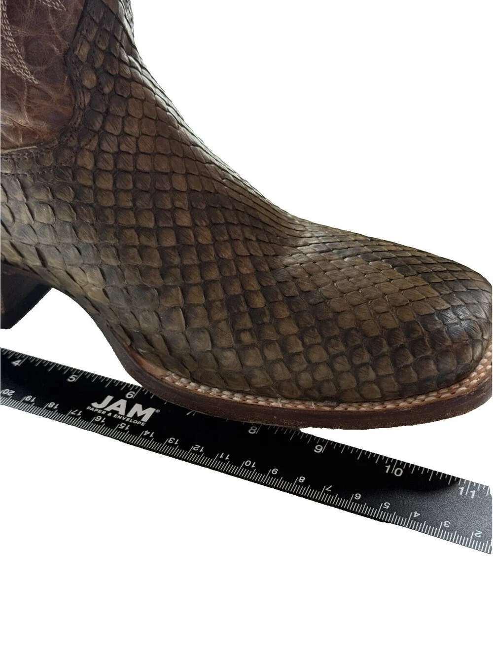 Stetson Men’s Western Cowboy Boots 8.5 Exotic Python Leather Brown Pre Owned